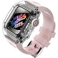 Women Transparent Watch Case Rubber Watch Band Mod Set，For Apple Watch 8 7 6 5 4 SE，Silicone Sports Watch Band Watch Case，For Iwatch 44mm 45mm Watch Replacement