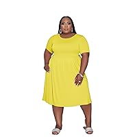 Tycorwd Women's Plus Size Casual Midi Dress Summer Short Sleeve Beach Dress Swing Dresses with Pockets
