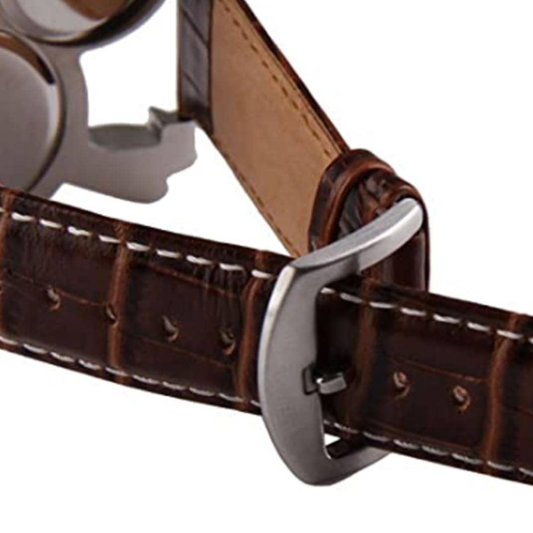 XJKLBYQ Mens Big Face Watch, Time Zone Leather Strap Sport Watch, 3 Analog Quartz Wrist Watch Leather Strap Watch Brown