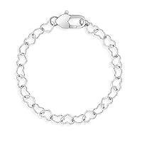 925 Sterling Silver Heart Link Chain Bracelet For Toddlers and Little Girls 5