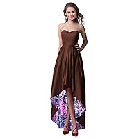 Camouflage Wedding Guest Formal Dresses Bridesmaid Gowns High Low Strapless