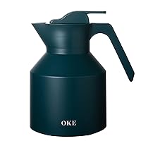 34 Oz Coffee Carafe, OKE Insulated Coffee Pot with Glass Lining 24 Hours Insulation/Cooling, One Touch Dispensing with Handle, Easy Pouring Coffee Pot(Avocado Green)