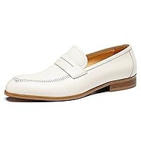 Fashion Plain Toe Genuine Leather Slip On Loafers Breathable Comfort Novelty Dress Formal Shoes for Men