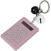 2 in 1 Calculator Key Chain,Cute Bell Cookie Style Mini Calculator with Keychain, 8 Digits Electronic Mini Portable Calculator, Candy Color Digits Electronic Calculator for Children (Grey Purple)