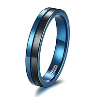 4mm Blue&Black Color Tungsten Ring For Men Wedding Bands Female Engagement Rings Womens Ring Minimalist