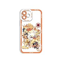 Clear Cute Fire Pocket Monster Design Soft Shockproof Protective Slim Cases for Boys Girls Teens Men and Women,Compatible with iPhone 12 Pro,Fire