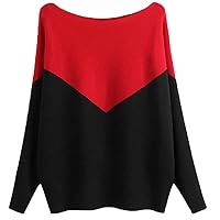 Ckikiou Womens Lightweight Oversized Boat Neck Sweaters Tops Dolman Batwing Sleeve Ribbed Knitted Pullovers