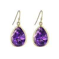 Choose Your Pear Shape Gemstone Drop & Dangle Earring 18K Gold Plated Fish Hook Chakra Healing Birthstone Jewelry For Women