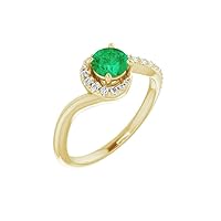 Solitaire Created Emerald and Diamond Ring Band