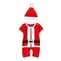 Organic Baby Pants Set Baby Hat Jumpsuit Santa Outfits Girls Christmas Playsuit Boys Infant Baby Boy Romper Jumpsuit