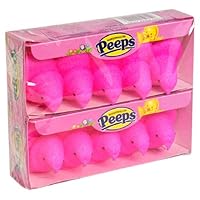 Pink Marshmallow Chicks, 2 Trays of 5 each, 3 oz