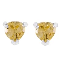 adorable 925 sterling silver earring citrine silver earring yellow earring heart earring prong setting earring citrine earring silver jewelry for girls