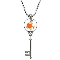 Character Sports Award Clothes Pendant Vintage Necklace Silver Key Jewelry