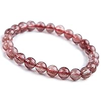 8mm Natural Brazil Red Rutilated Quartz Crystal Round Beads Women Men Bracelet AAAA