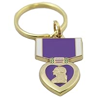 Purple Heart Key Ring Military Key Chains Collectibles Gifts Men Women Veterans, Multicoloured, 1-5/8