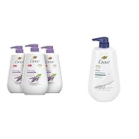 Body Wash with Pump Relaxing Lavender Oil & Chamomile 3 Count for Renewed & Body Wash with Pump Deep Moisture For Dry Skin Moisturizing Skin Cleanser