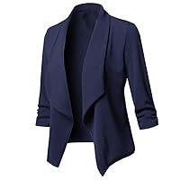 Women's Sequin Jackets Open Front Blazers Jacket Casual Long Sleeve Stretch Sparkly Glitter Cardigan Top with Pockets