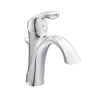 Moen Eva Chrome One-Handle Single Hole Bathroom Sink Faucet with Optional Deckplate and Available Vessel Sink Extension Kit, 6400