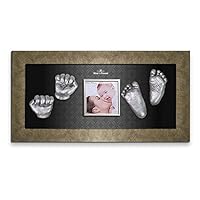Momspresent Baby Hand Print and Foot Print Deluxe Casting kit with Gold Frame10 Silver