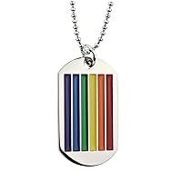 Free Engraved Customized Enamel Flag Rainbow Dog Tag - LGBT Gay Lesbian Les Necklace