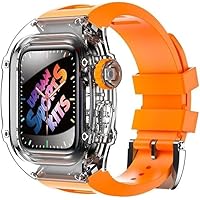 Transparent Watch Case Rubber Band Mod Kit，For Apple Watch 8/7/6/5/4/SE，Clear Watch Case Sport Breathable Strap，For Iwatch 45mm 44mmSeries Replacement Accessories