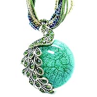 Pretty Jewelry Retro Bohemia Style Pendant Opal Phoenix Peacock Necklace
