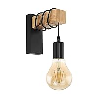 Wooden Wall Light Fixture Indoor Decoration Wall Lamp Simple Iron Wall Sconce Living Room Bedroom Wall Lantern Bedside Light E27 Screw Mouth Lighting