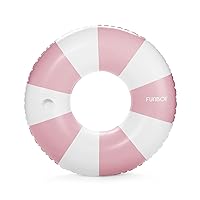 FUNBOY Giant Vintage Dusty Pink Stripe 48'' Tube Float with Integrated Cup Holder, Perfect for a Summer Pool Party, Large