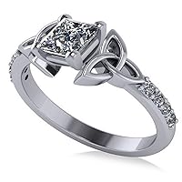 Allurez (0.75ct) Platinum Princess Cut Diamond Celtic Knot Irish Engagement Ring