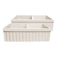 Whitehaus Collection WHQDB332-BISCUIT Quatro Alcove Kitchen, Fireclay, Front Apron Sink, Glossy, Biscuit