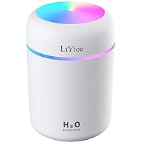 Colorful Cool Mini Humidifier, USB Personal Desktop Humidifier for Car, Office Room, Bedroom,etc. Auto Shut-Off, 2 Mist Modes, Super Quiet. (White)