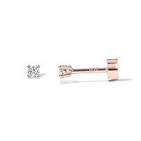 PAVOI 14K Gold Plated Solid 925 Sterling Silver Post Cubic Zirconia Stud Flat Back Earrings for Women | Cartilage Earring | Helix Piercing Jewelry | Small Stud Earrings for Women