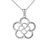 DESIGNER SPARKLE CUT FLOWER PENDANT NECKLACE IN WHITE GOLD - Gold Purity:: 10K, Pendant/Necklace Option: Pendant Only