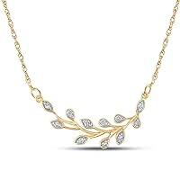 10K Yellow Gold Diamond Branch Floral Stunning Fine Necklace 1/6 Ctw.