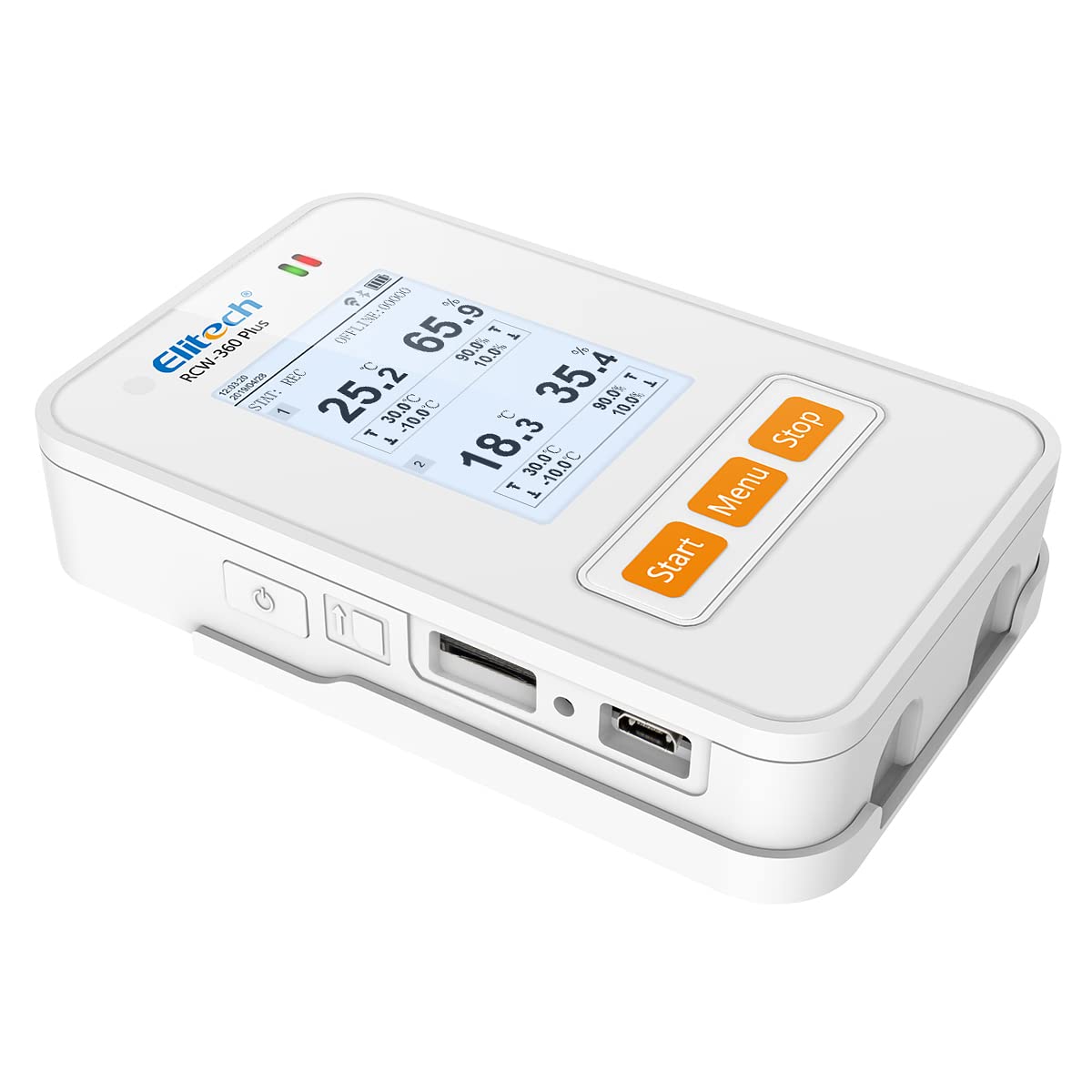 Elitech Wireless Digital Data Logger Remote Real-Time Temperature Humidity Monitor SIM Card Cloud Data Storage Dual External T&H Probe WiFi Communication, RCW-360PW-THDE (-40~176℉)