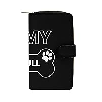 I Love My Pitbull Bone Funny RFID Blocking Wallet Slim Clutch Organizer Purse with Credit Card Slots for Men and Women