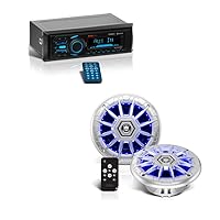 BOSS Audio Systems Marine Bluetooth Radio + 6.5 Inch Marine Speakers