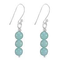 Silvesto India Handmade Jewelry Manufacturer 6mm Round Beaded, Round Amazonite, 925 Sterling Silver Dangle Earring Jaipur Rajasthan India