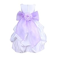 Pink Promise White Pick-Up Organza Sash Communion Wedding Baby Jr. Bridesmaid Flower Girl Dress