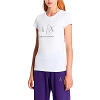 Emporio Armani Women's Slim Fit Cotton Jersey Sequined Logo Tee