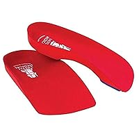 38 Custom Insoles, Red, X-Small, Fast & Effective Pain Relief, Firm Density, Overweight Patients, Heat Moldable, 3/4 Length