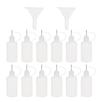 12Pcs Needle Tips Applicator Translucent Bottle Tip for DIY Quilling Craft Acrylic Painting with 2 Funnel Needle Oiler Bottles Oil Applicator Bottle Oil Bottle Liquid Dispenser Drip