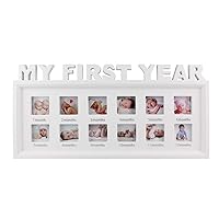 ESTAMICO My First Year Frame Baby Picture Keepsake Frame for Photo Memories, White