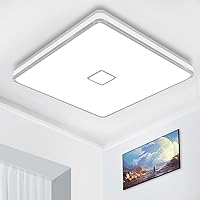 Airand Led Square Ceiling Light 24W 2050LM 12.8in Flush Mount Light Fixture Ceiling Lights Waterproof No Flicker IP44 80Ra+ 5000K Cold White Led Light for Bedroom Kitchen Bathroom（Cold White）