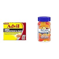 Advil Sinus Congestion and Pain 20 Tablets and Zicam Fruit Drops Cold Remedy 25 Count