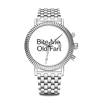Luxury watch brand popular, elegant watch brand, popular, for yourself or for relatives friends and lovers, men's watch personality pattern watch 447. Bite me old fart watch, Silver, Bracelet Type