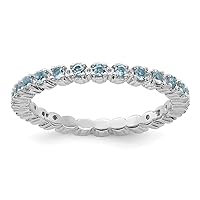 IceCarats 925 Sterling Silver Created Blue Sapphire September Birthstone Stackable Ring