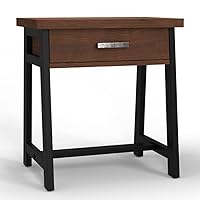 SIMPLIHOME Sawhorse Modern Industrial 24 Inch Wide Real SOLID WALNUT WOOD Bedside Table, For the Living Room and Bedroom