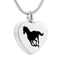 Engraved Heart Cremation Jewelry Memorial Urn Ashes Holder Stainless Steel love you infinite wife Pendant Necklace (horse)