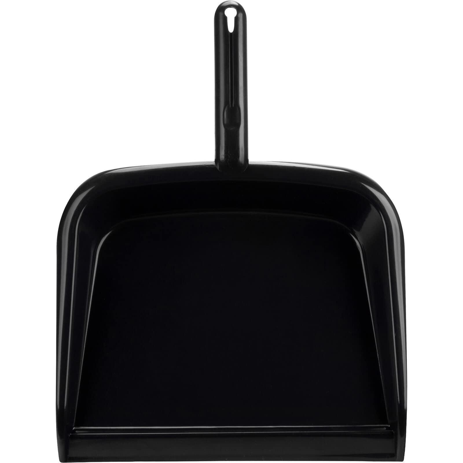 SPARTA Large Handheld Dustpan with Hanging Hole, Heavy-Duty Plastic Dustpan with Wide Lip for Countertops and Surfaces, Plastic, 10 Inches, Black